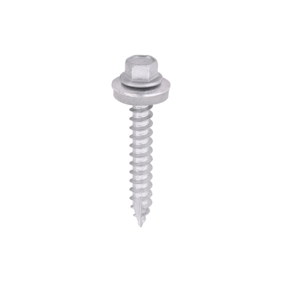6.3x45 Hex Metal to Timber Slash Point Exterior Screw and 16mm Washer Steel/Silver Pack 100