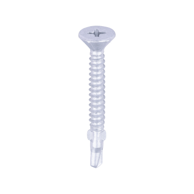 4.2x38 Countersunk Wood to Light Section Steel Wing Tipped S/D Exterior Screw Steel/Silver Pack 200