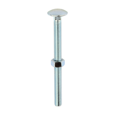 M12x150 Carriage Bolt & Nut DIN 603 Zinc Plated Gr.4.8 Pack 10