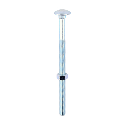 M12x200 Carriage Bolt & Nut DIN 603 Zinc Plated Gr.4.8 Pack 10
