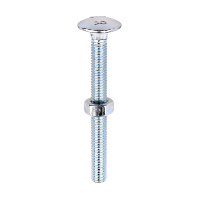 M6x60 Carriage Bolt & Nut DIN 603 Zinc Plated Gr.4.8 Pack 100
