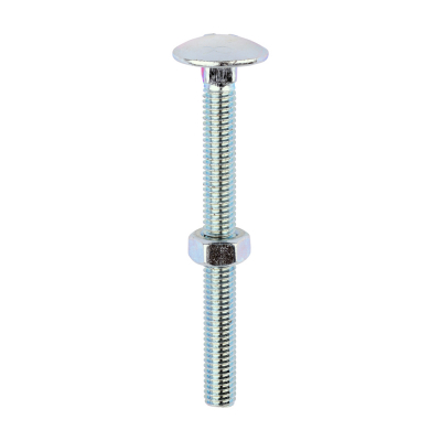M6x65 Carriage Bolt & Nut DIN 603 Zinc Plated Gr.4.8 Pack 100