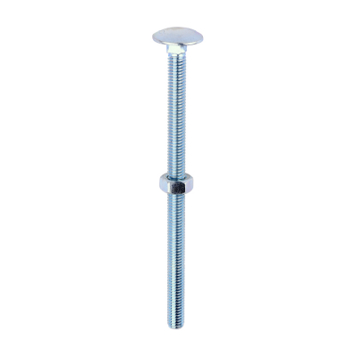 M6x100 Carriage Bolt & Nut DIN 603 Zinc Plated Gr.4.8 Pack 100