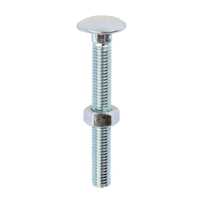 M8x65 Carriage Bolt & Nut DIN 603 Zinc Plated Gr.4.8 Pack 50