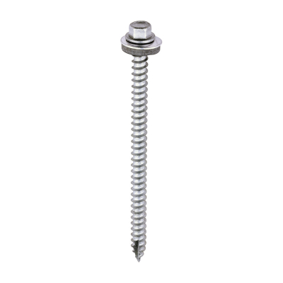6.3x100 Hex Metal to Timber Exterior Slash Point Screw/Washer Steel/Silver Pack 100