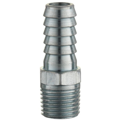 Male Hose Tail Connector, Male Thread BSP Tapered 1/4, HoseTail 9.5mm (3/8) i/d Hose