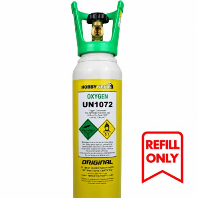 Hobbyweld Oxygen Original (Small) Cylinder UN 1072 Class 2.2 Refill