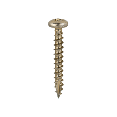 3.5x25 Pozi Pan Multi Purpose Screw Zinc & Yellow Plated Timco Classic Range Pack 200