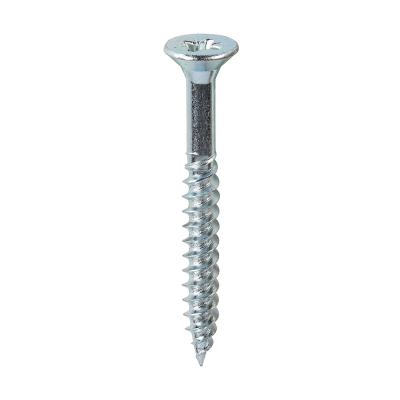 No12x2 Pozi Countersunk Twin Threaded Woodscrew Zinc Plated Pack 200