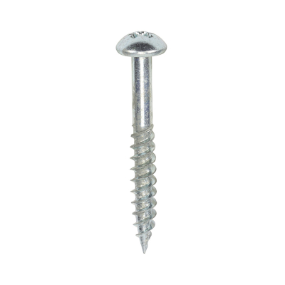No10x11/2 Pozi Round Twin Threaded Woodscrew Zinc Plated Pack 200