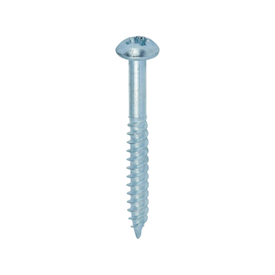 No10x2 Pozi Round Twin Threaded Woodscrew Zinc Plated Pack 200