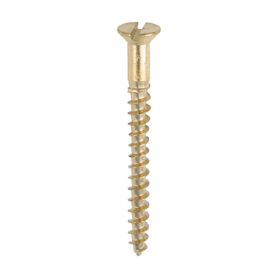 No6x11/2 Slotted Countersunk Woodscrew Brass Pack 200