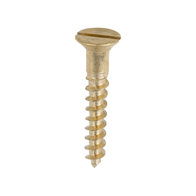 No10x11/4 Slotted Countersunk Woodscrew Brass Pack 200