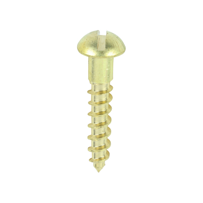 No6x3/4 Slotted Round Woodscrew Brass Pack 200