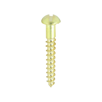 No6x1 Slotted Round Woodscrew Brass Pack 200