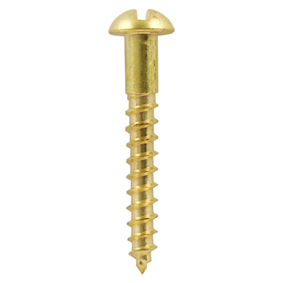 No8x3/4 Slotted Round Woodscrew Brass Pack 200