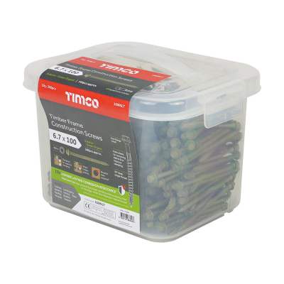 6.7x100 Hex Countersunk Timber Screw Green Pack 300