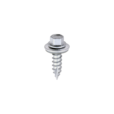6.3x25 Hex Metal to Timber Slash Point Exterior Screw/Washer Steel/Silver Pack 100