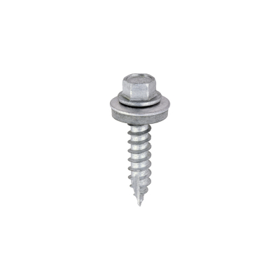 6.3x32 Hex Metal to Timber Slash Point Exterior Screw/Washer Steel/Silver Pack 100