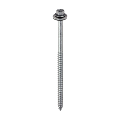 6.3x125 Hex Metal to Timber Exterior Slash Point Screw/Washer Steel/Silver Pack 100
