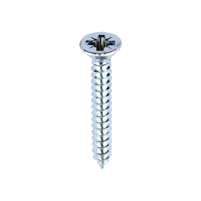 No6x1 Pozi Countersunk Ab Point Self Tapping Screw DIN 7982CZ Zinc Plated Pack 200