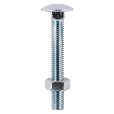 M6x20 Carriage Bolt & Nut DIN 603 Zinc Plated Gr.4.8 Pack 200