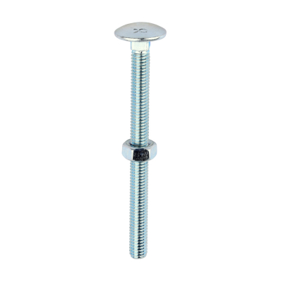 M6x75 Carriage Bolt & Nut DIN 603 Zinc Plated Gr.4.8 Pack 100