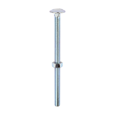 M8x130 Carriage Bolt & Nut DIN 603 Zinc Plated Gr.4.8 Pack 50
