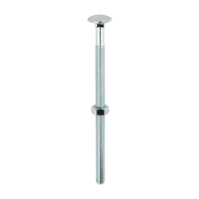M10x180 Carriage Bolt & Nut DIN 603 Zinc Plated Gr.4.8 Pack 25