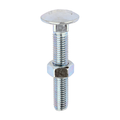 M12x75 Carriage Bolt & Nut DIN 603 Zinc Plated Gr.4.8 Pack 25