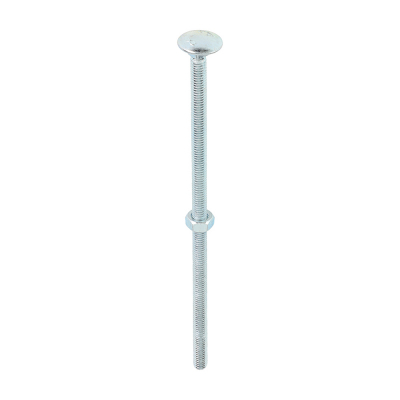 M6x150 Carriage Bolt & Nut DIN 603 Zinc Plated Gr.4.8 Pack 50