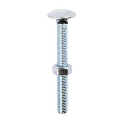 M8x75 Carriage Bolt & Nut DIN 603 Zinc Plated Gr.4.8 Pack 50