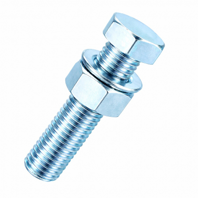 M20x60 Hex Setscrew & Nut & Washer DIN 933 Zinc Plated Gr.8.8 Pack 50