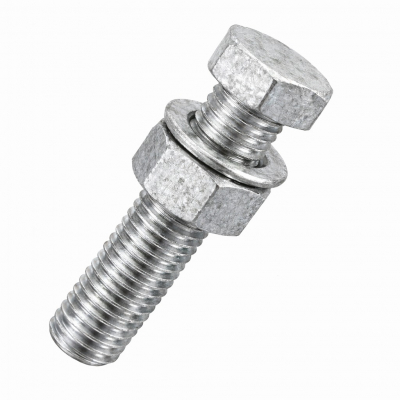 M24x100 Hex Setscrew & Nut & Washer DIN 933 Hot Dipped Galvanised Gr.8.8 Pack 40