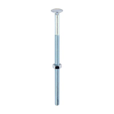 M10x200 Carriage Bolt & Nut DIN 603 Zinc Plated Gr.4.8 Pack 10