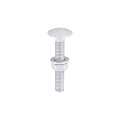 M8x50 Carriage Bolt, Nut & Washers DIN 603 Silver Pack 10