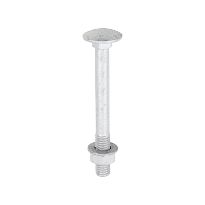 M8x75 Carriage Bolt, Nut & Washers DIN 603 Silver Pack 10