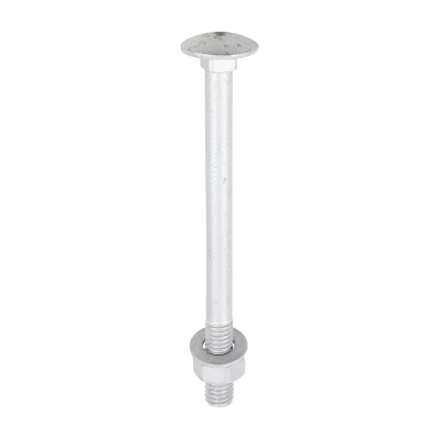 M8x100 Carriage Bolt, Nut & Washers DIN 603 Silver Pack 10