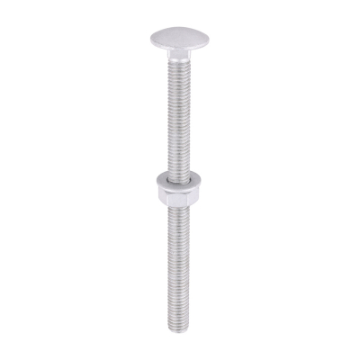 M8x110 Carriage Bolt, Nut & Washers DIN 603 Silver Pack 10