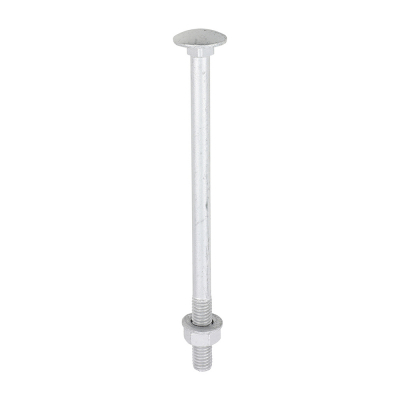M8x130 Carriage Bolt, Nut & Washers DIN 603 Silver Pack 10