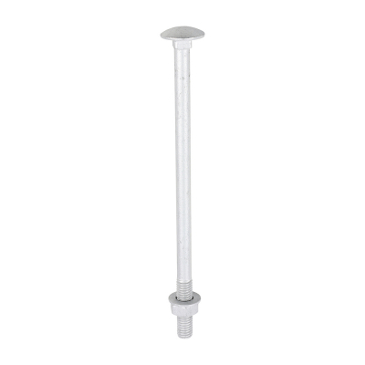 M8x150 Carriage Bolt, Nut & Washers DIN 603 Silver Pack 10