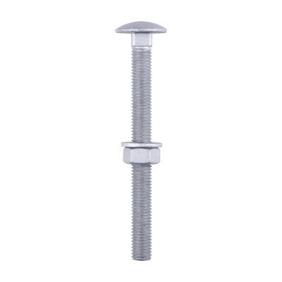 M12x130 Carriage Bolt, Nut & Washers DIN 603 Silver Pack 10