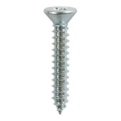 No8x3/4 Pozi Countersunk Ab Point Self Tapping Screw DIN 7982CZ Zinc Plated Pack 20