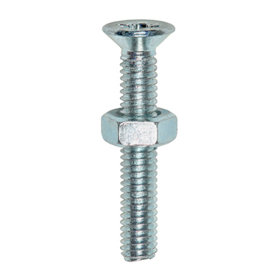 M6x20 Pozi Countersunk Screw & Nut DIN 965 Zinc Plated Pack 20