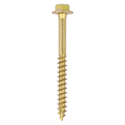 6.0x80 Advanced Flanged Coachscrew DIN 571 Zinc & Yellow Plated Pack 10
