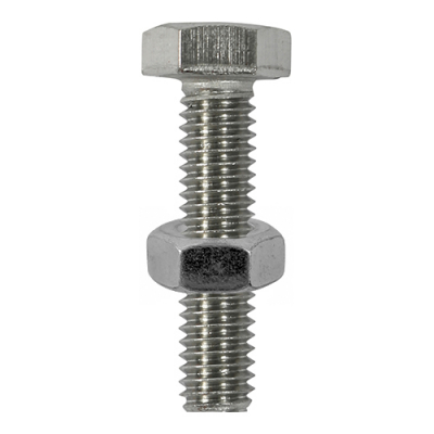 M6x50 Hex Setscrew & Nut DIN 933 A2 Pack 4