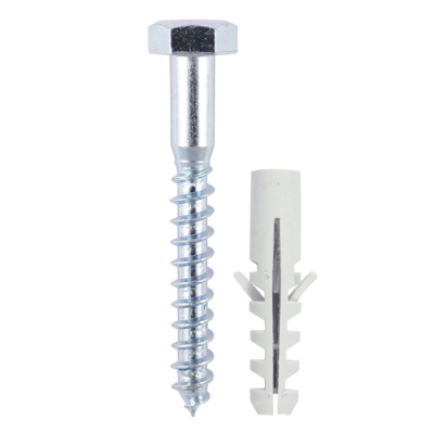 6x60 Coachscrew & Plug DIN 571 Zinc Plated Pack 40