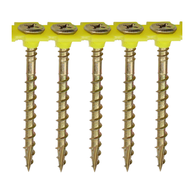 4.2x55 Collated Phillips Countersunk Chipboard Screw Zinc & Yellow Plated Timco Solo Range Pack 1000