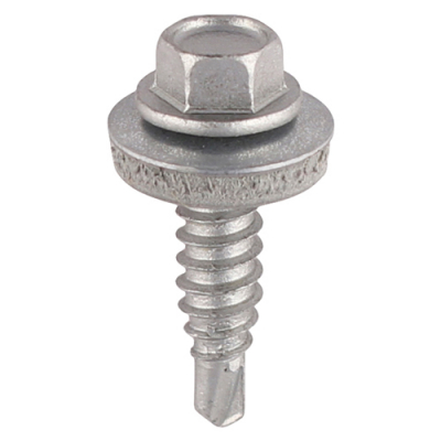 6.3x22 Hex Sheet Metal to Sheet Metal S/D Exterior Stitching Screw/Washer Steel/Silver Pack 100