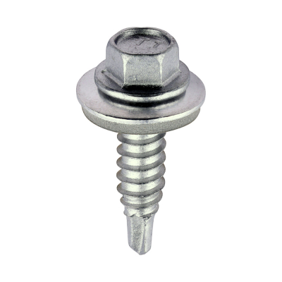 6.3x25 Hex Sheet Metal to Sheet Metal S/D Exterior Stitching Screw/Washer Steel/Silver Pack 100